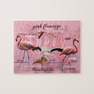 Puzzle Typographe rose Flamingo Customized