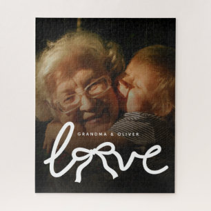 Puzzle Typographie Amour Moderne Grand-mère Cadeau Photo