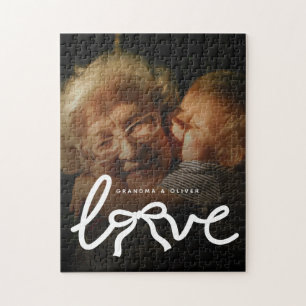 Puzzle Typographie Amour Moderne Grand-mère Cadeau Photo