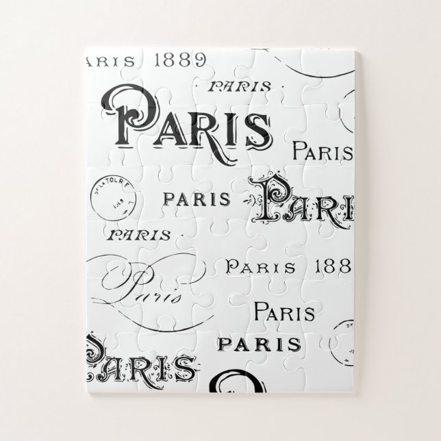 Puzzle Typographie Calligraphie Paris France Tour Eiffel (Vertical)