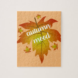 Puzzle Typographie de l'humeur d'automne feuille d'érable