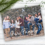 Puzzle Typographie de script de photo de famille élégante<br><div class="desc">Typographie de la famille moderne Typographie Photo personnalisée Jigsaw Puzzle.</div>