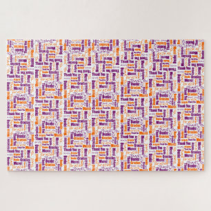 Puzzle Typographie multilingue Merci Orange violet