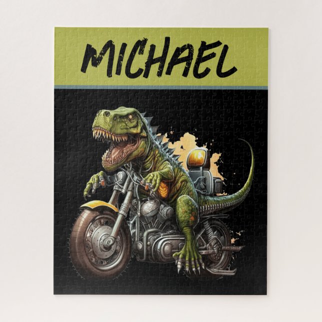 Puzzle Tyrannosaurus Rex Dinosaur Monter une moto (Vertical)