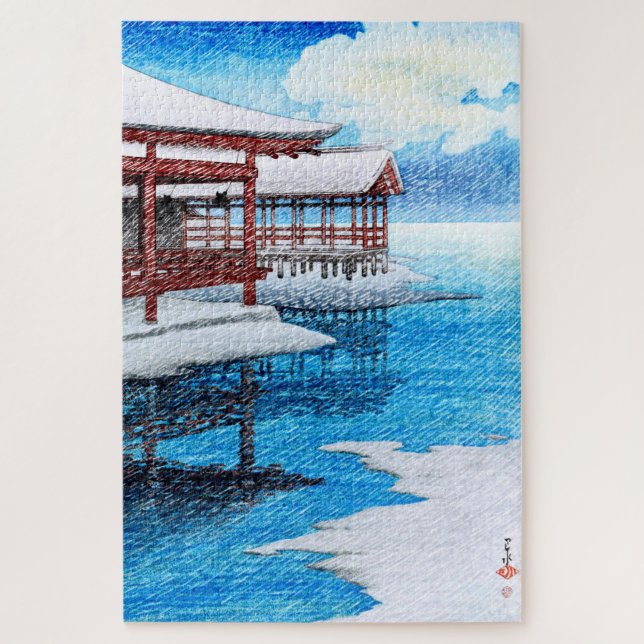 Puzzle ukiyoe [hasui] C26 Neige à Miyajima (Vertical)