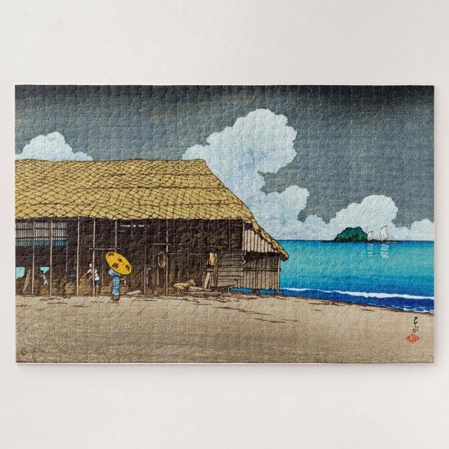 Puzzle ukiyoe [hasui] C32 Cottage balnéaire, Himi, Etchu (Horizontal)