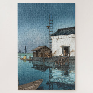 Puzzle ukiyoe - hasui - m02 - Ushibori sous la pluie - 