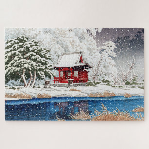 Puzzle ukiyoe - hasui - m06 - Neige à l'entrée du sanctua