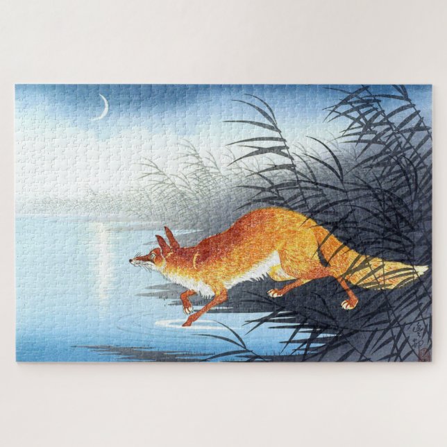 Puzzle Ukiyoe [Koson] Fox par l'eau de la Lune (Horizontal)