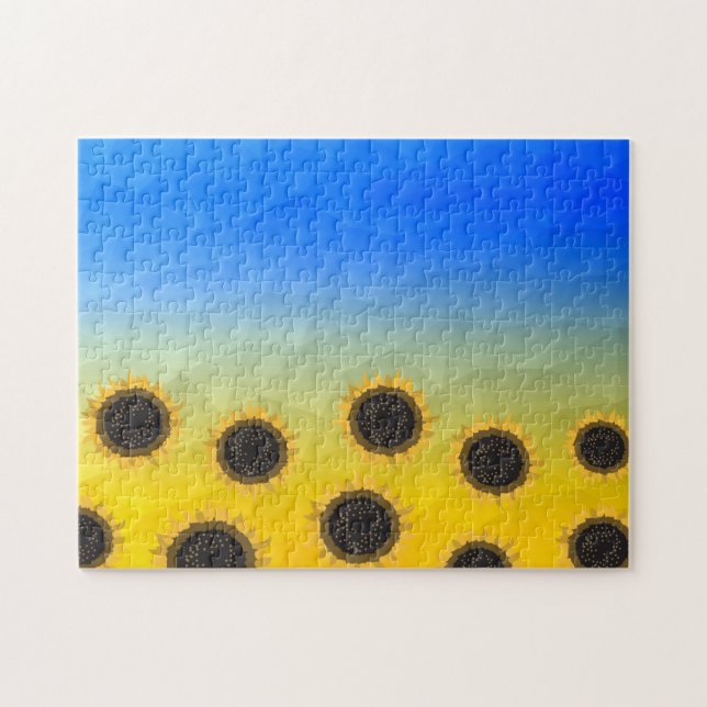 Puzzle Ukraine jaune bleu géométrie maillage motif Fleurs (Horizontal)