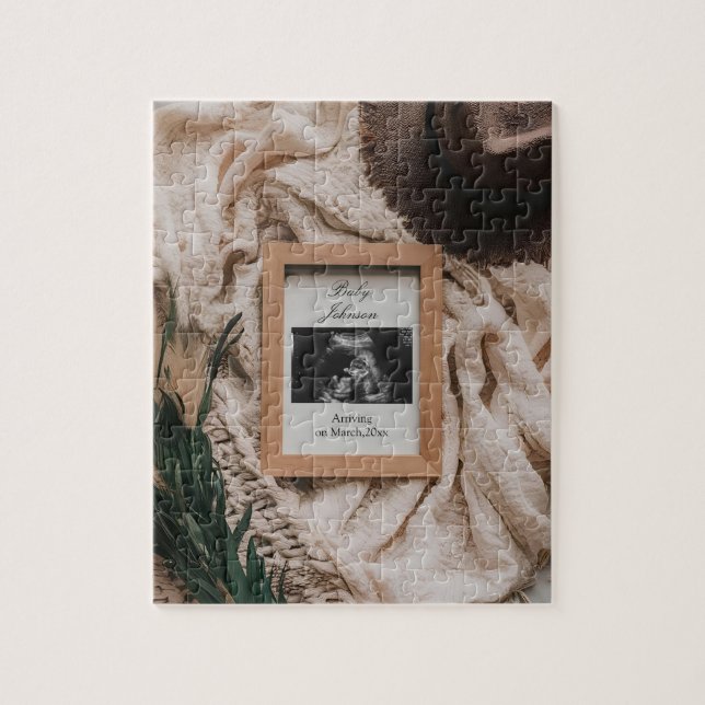 Puzzle Ultrasound Boho faire-part de grossesse rustique (Vertical)