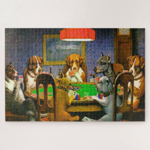 Puzzle Un ami dans le besoin Chiens jouer au poker 1903