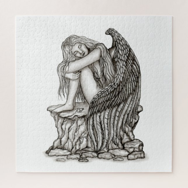 Puzzle Un ange endormi sur la pierre (Vertical)