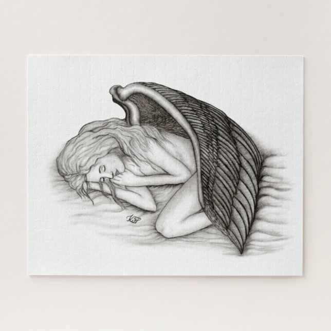 Puzzle Un Angel endormi, noir et blanc (Horizontal)