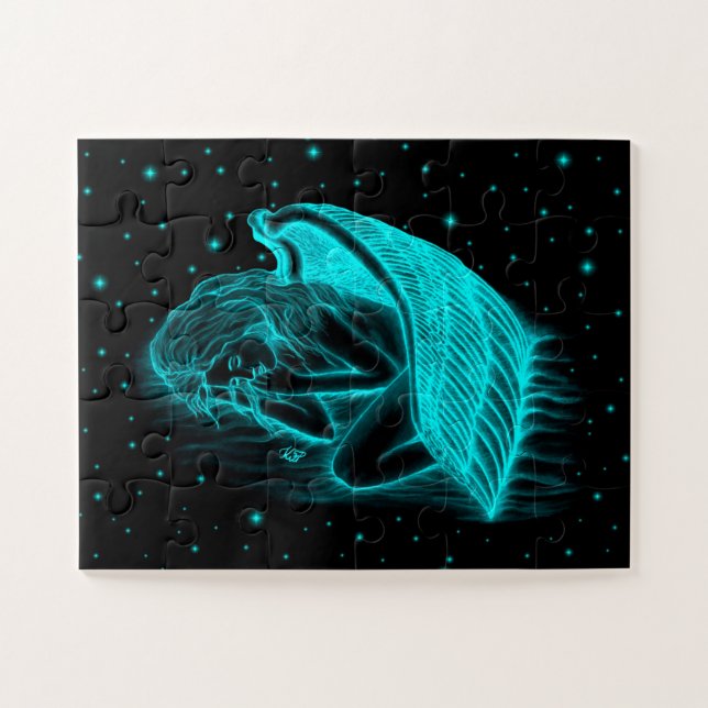 Puzzle Un Angel endormi, Noir et Vert Design (Horizontal)