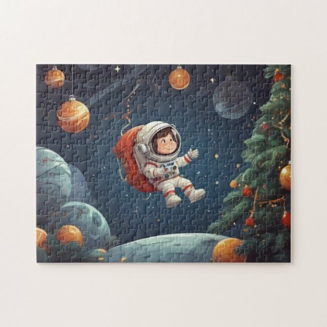 Puzzle Un astronaute flotte autour de l'arbre de Noël (Horizontal)