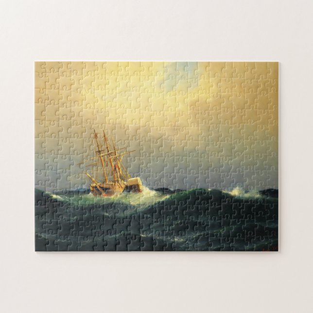 Puzzle Un bateau à vapeur dans une tempête dans l'océan A (Horizontal)