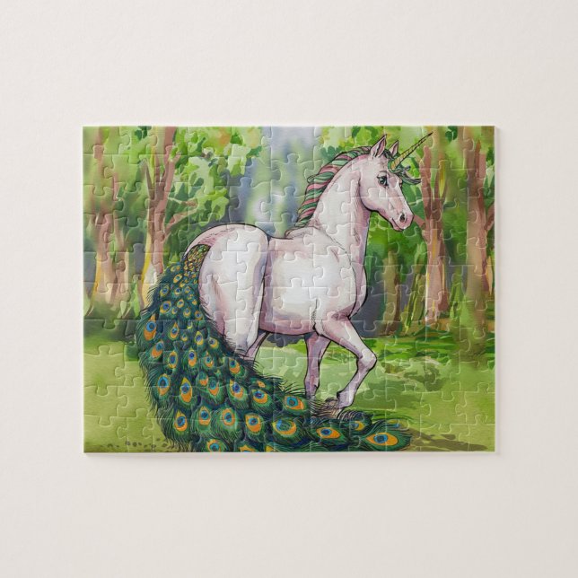 Puzzle Un beau paon à licorne (Horizontal)