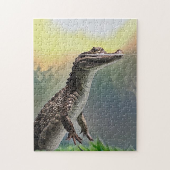 Puzzle Un Bébé Crocodile Dans Les Shallows (Vertical)