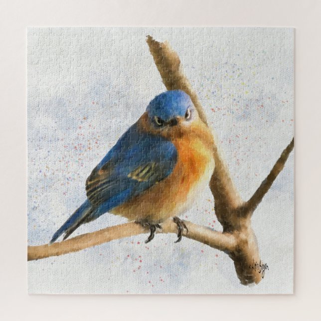 Puzzle Un Bluebird De Confrontation Se Trouve Sur Une Bra (Vertical)