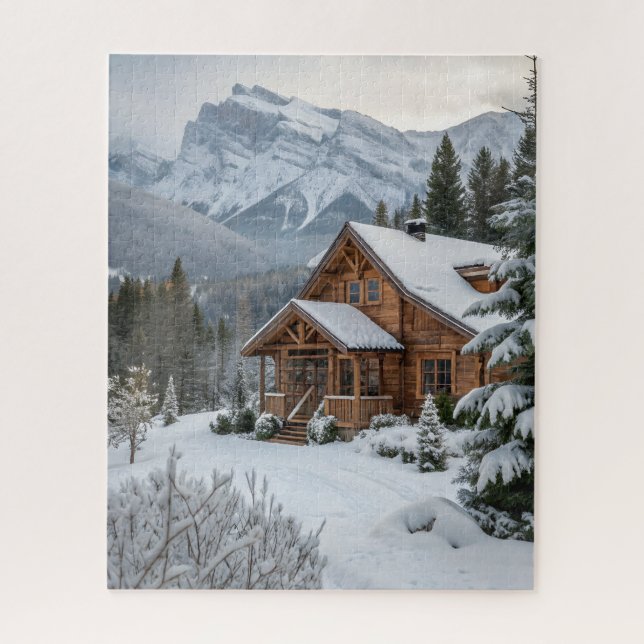 Puzzle Un Cabine d'hiver étonnant dans les montagnes (Vertical)