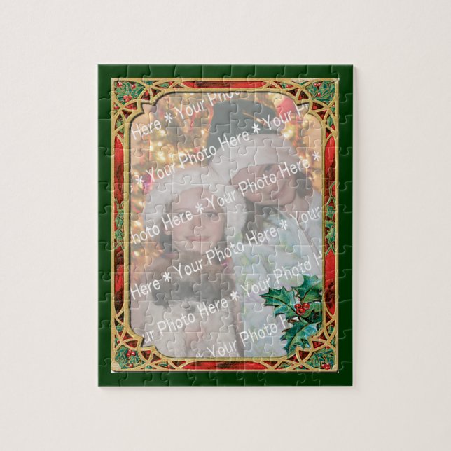 Puzzle Un cadre en verre avec Feuilles Holly (Vertical)