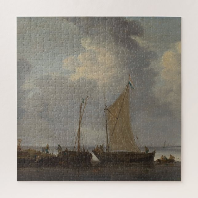 Puzzle Un calme avec des pêcheurs qui déchargent leurs pr (Vertical)