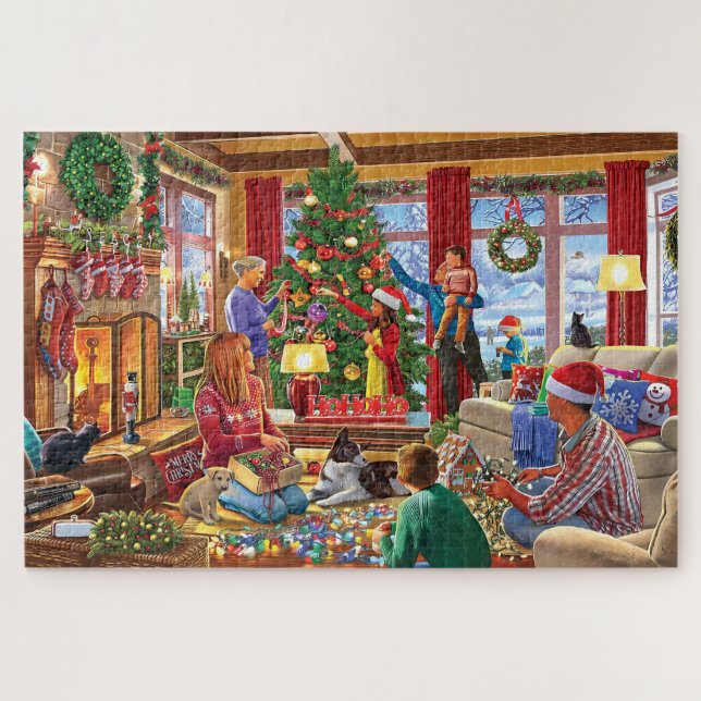 Puzzle Un chaleureux rassemblement de famille de Noël (Horizontal)