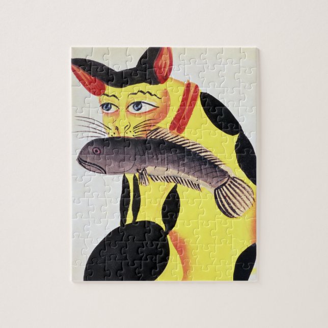 Puzzle Un chat avec un poisson dans sa bouche, du Rudyard (Vertical)