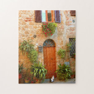 Puzzle Un chat cherche à entrer chez lui à Pienza, en Ita