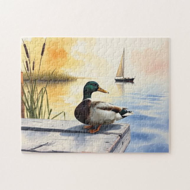 Puzzle Un colvert se repose sur le quai (Horizontal)
