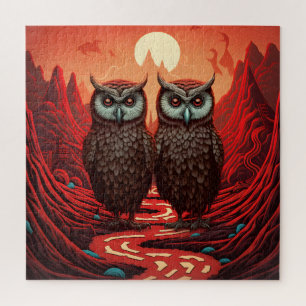 Puzzle Un couple de hiboux dans les montagnes