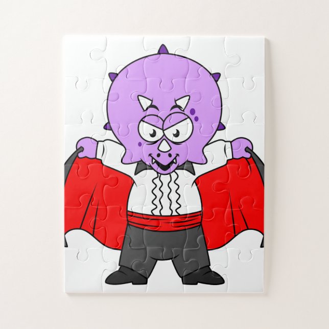 Puzzle Un Dinosaure De Ceratops Habillé Comme Comte Dracu (Vertical)