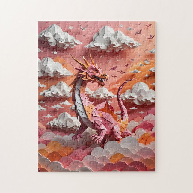 Puzzle Un dragon en origami  (Vertical)
