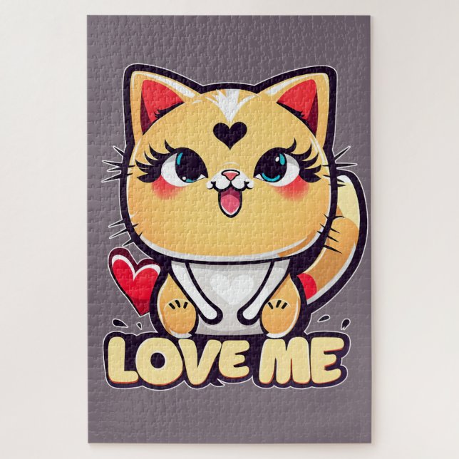Puzzle Un drôle chat chibi plein d'amour (Vertical)