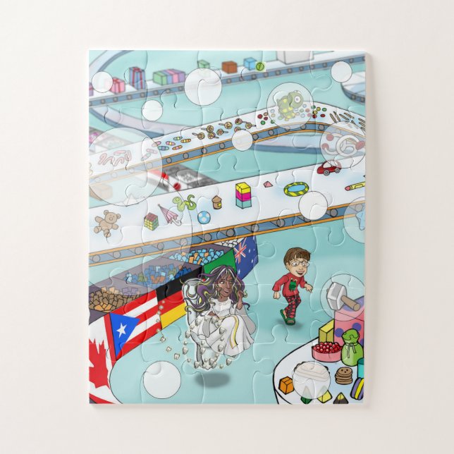 Puzzle Un garçon, une laiterie à fauteuil roulant, et jou (Vertical)