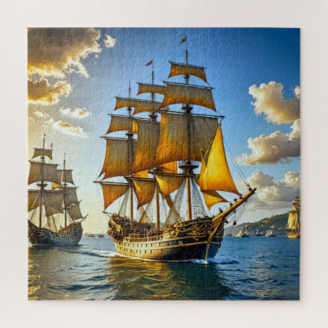 Puzzle Un grand navire aux voiles dorées (Vertical)