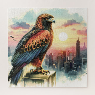 Puzzle Un Hawk Se Trouve Sur Le Toit D'Un gratte-ciel