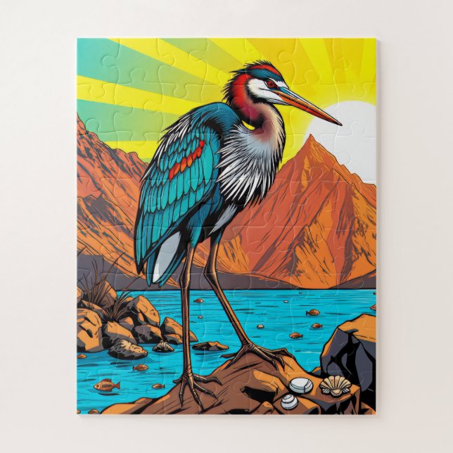 Puzzle Un héron vibrant pour enfants (Vertical)