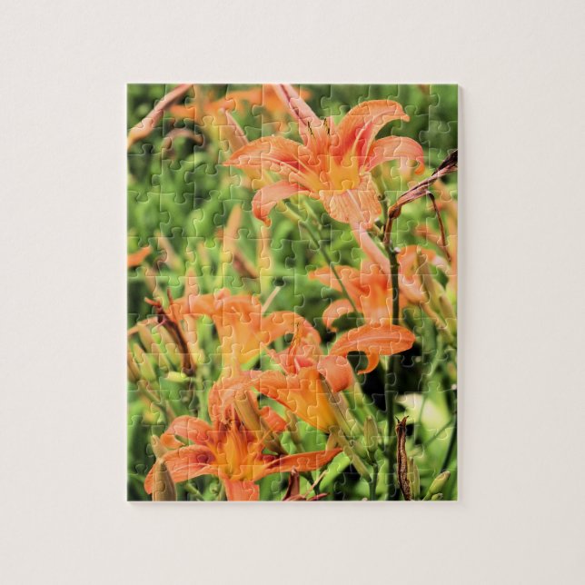 Puzzle Un jardin de lys de tigres orange (Vertical)