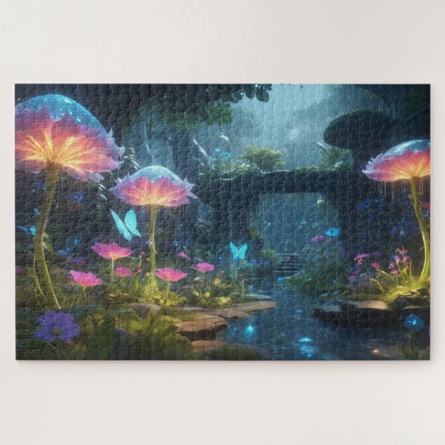 Puzzle Un jardin d'imaginaires aux fleurs bioluminescente (Horizontal)