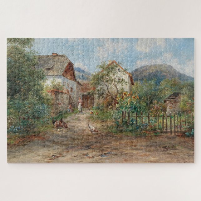 Puzzle Un jardin rustique en fleurs à la campagne (Horizontal)