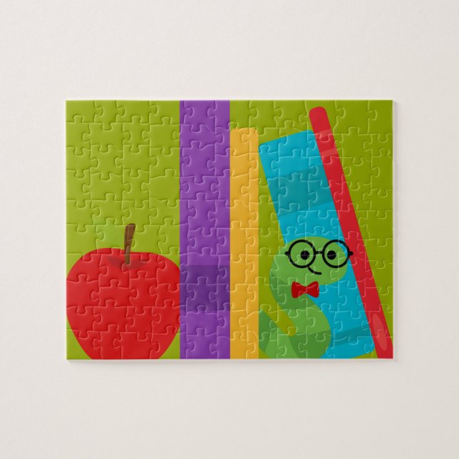 Puzzle Un joli bouquineur avec un design enfant pomme (Horizontal)