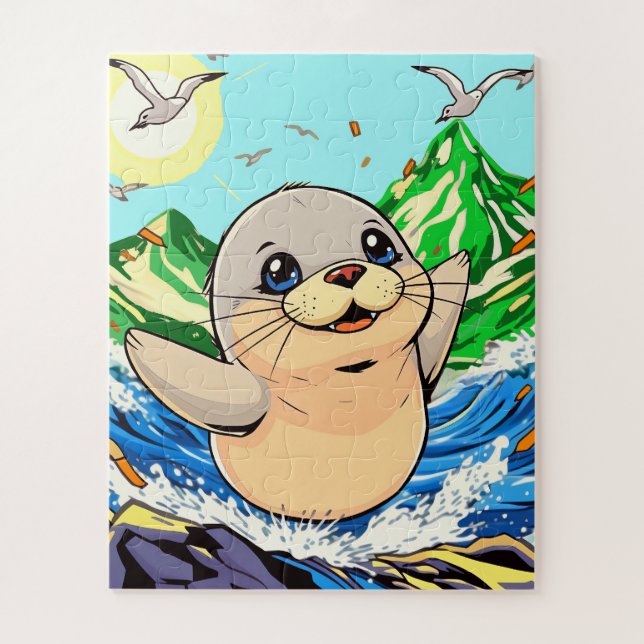 Puzzle Un joli dessin animé scelle pour enfants (Vertical)