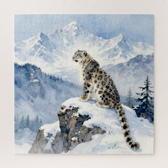 Puzzle Un léopard des neiges sur un pic enneigé (Vertical)