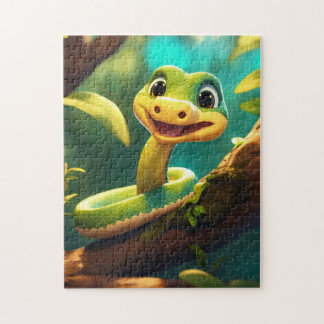 Puzzle Un mignon serpent de caricature sourire dans un ar