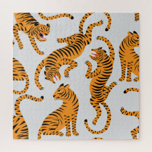 Puzzle Un motif de tigre sans couture, thème de la faune.