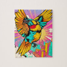 Un oiseau vibrant qui monte en flèche