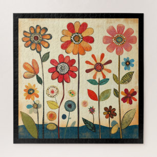 Puzzle Un parterre chaud de zinnias en terre cuite
