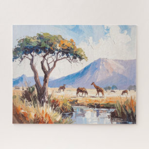 Puzzle Un paysage africain dans une lumière dorée